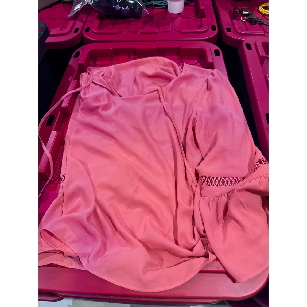 Loft Outlet Coral Pink Long Sleeve Ruffle Cuff Blouse XL 421841